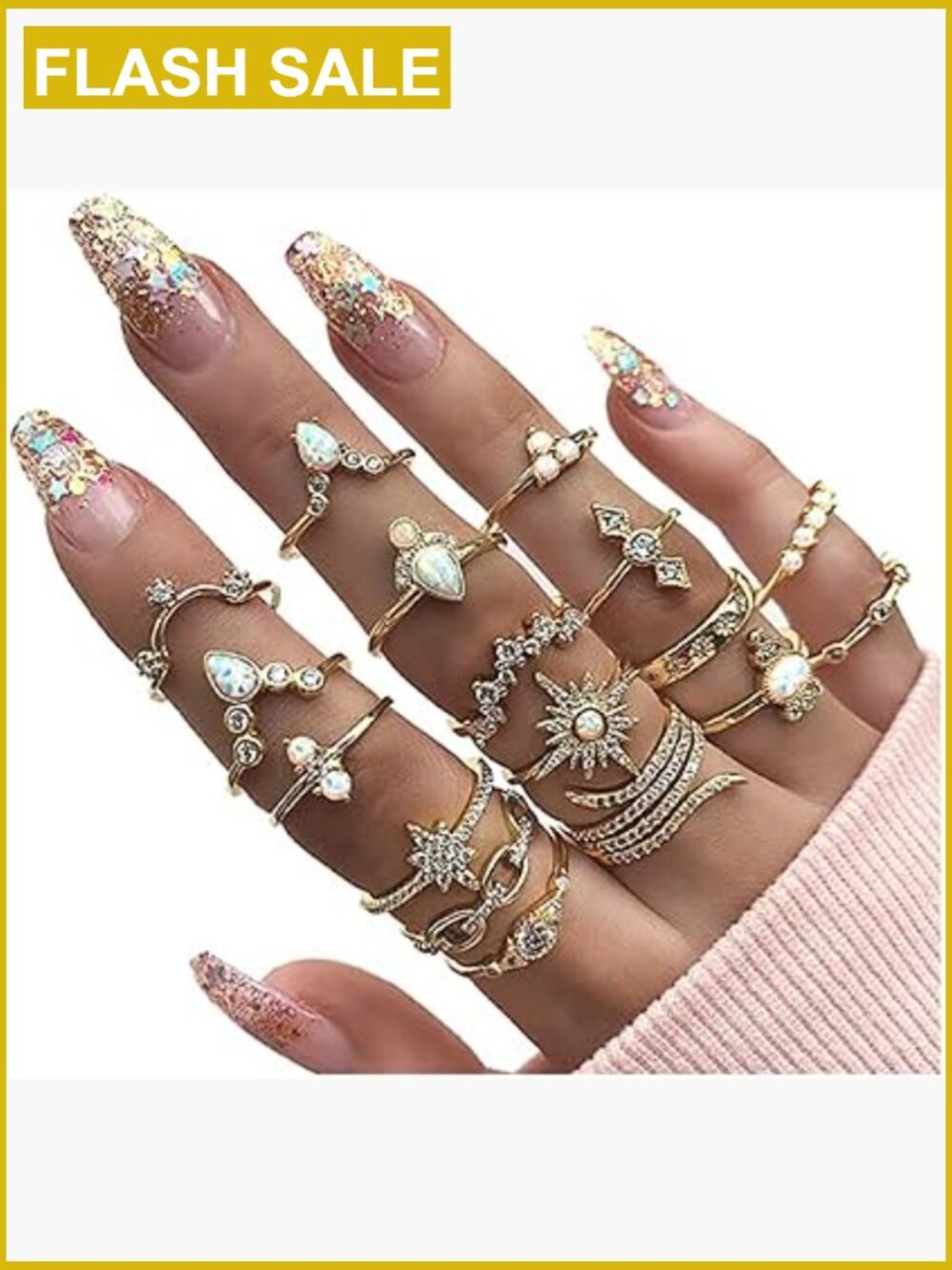 17 Pc Gold Stacking Ring Set Boho Snake Knuckle Rings Women Jewelry Vintage